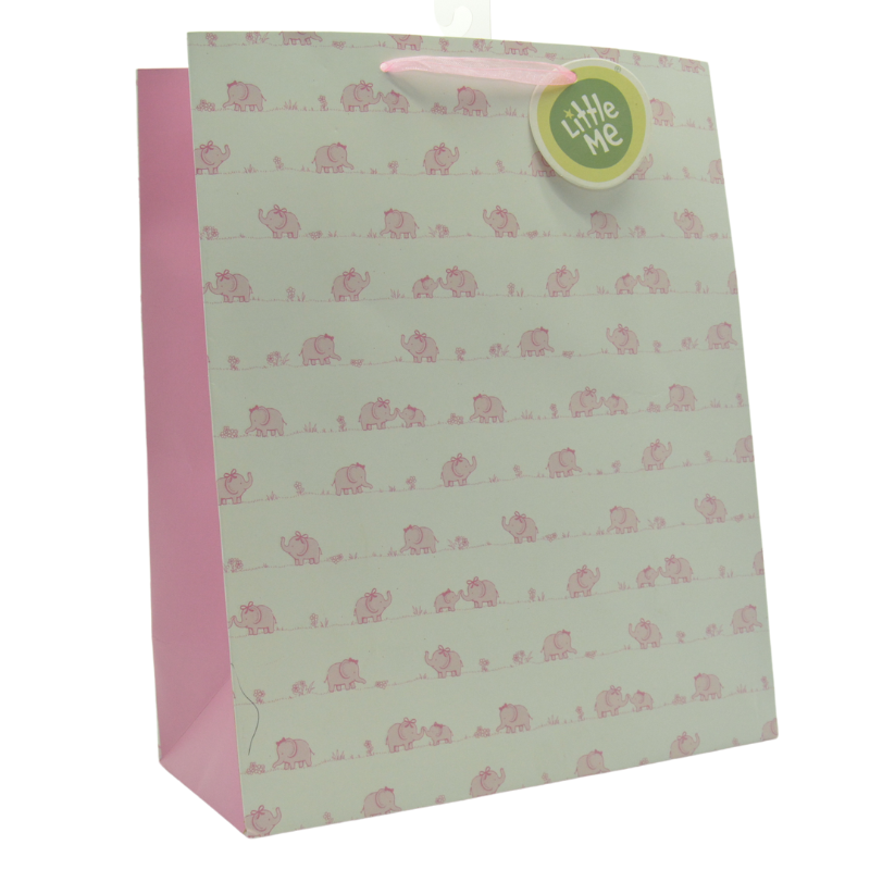 Large Gift Bag Pink Elelphants