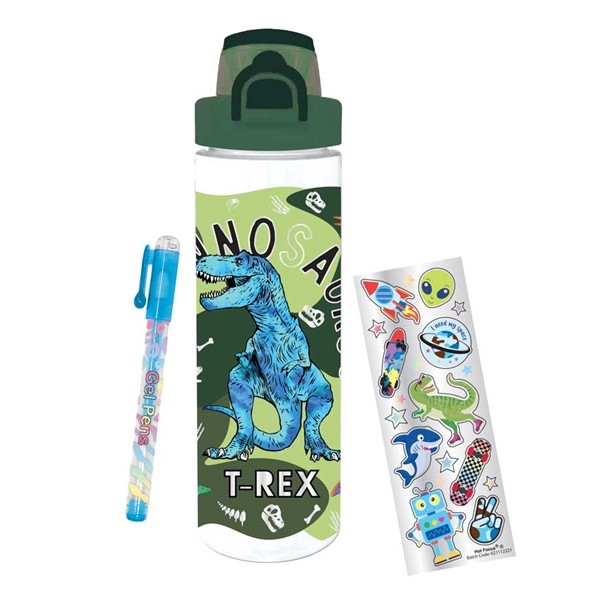 Dinosaur Pop-Open Water Bottle With Sticker Hot Focus