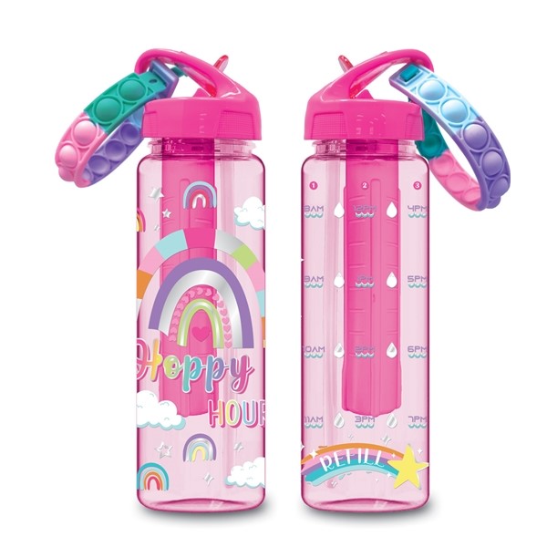 Rainbow Time Marker Water Bottle With Freezer Tube Hot Focus