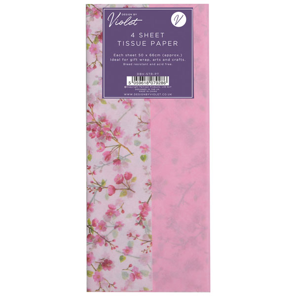 4 Sheet Tissue Paper Floral & Pink