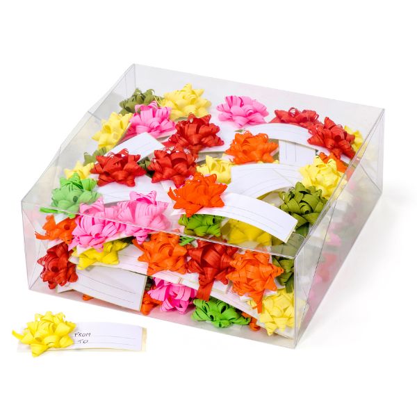 Stick on Bows with White Sticky Card 100 Piece Display