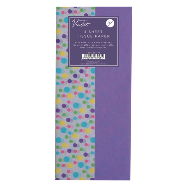4 Sheet Tissue Paper Multi Spots & Purple