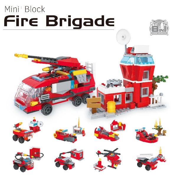 Fire Rescue Building Block 8PC Display