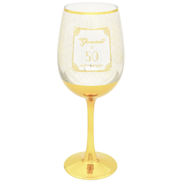Glamorous at 50 Wine Glass