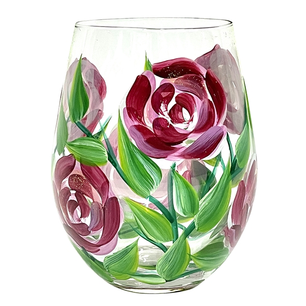 Stemless Glass Hand Painted Lynsey Johnstone Roses