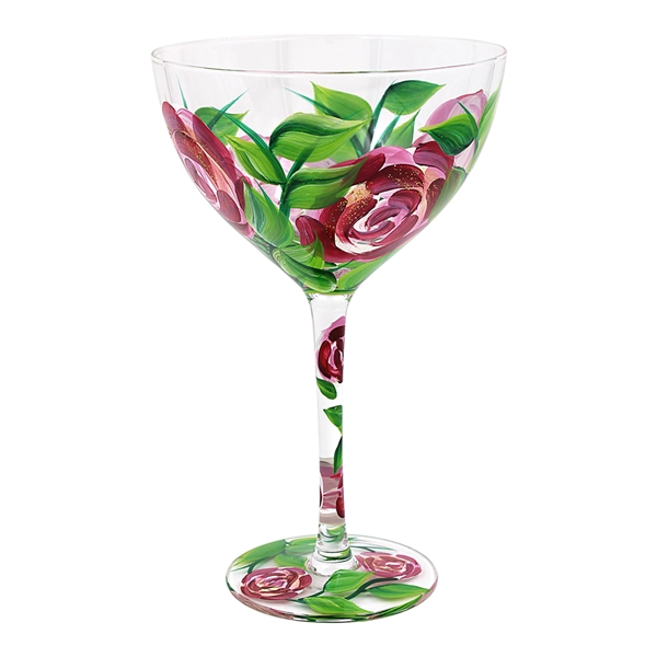 Cocktail Glass Hand Painted Lynsey Johnstone Roses