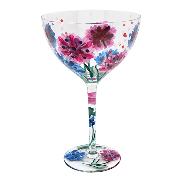 Cocktail Glass Hand Painted Lynsey Johnstone Hydrangea