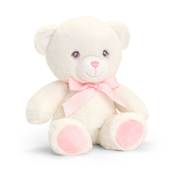Keeleco Cream and Pink Bear with Ribbon 20cm