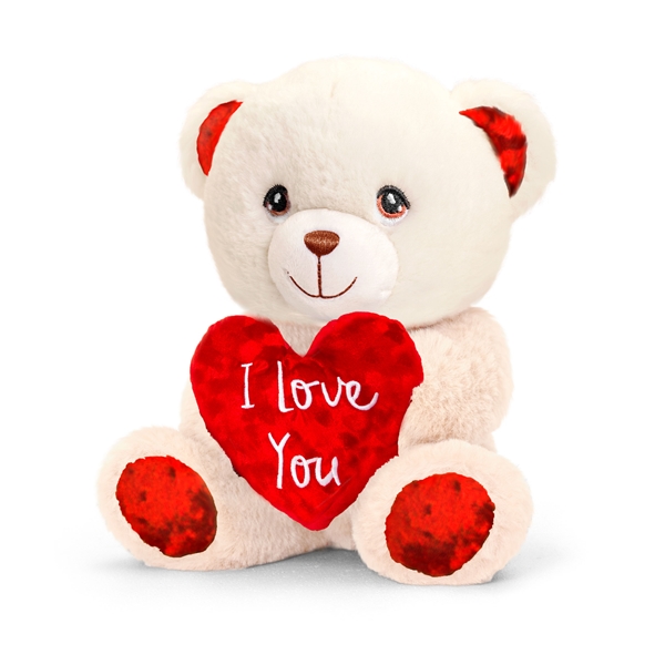 Keeleco Valentines White Bear with Heart 15cm