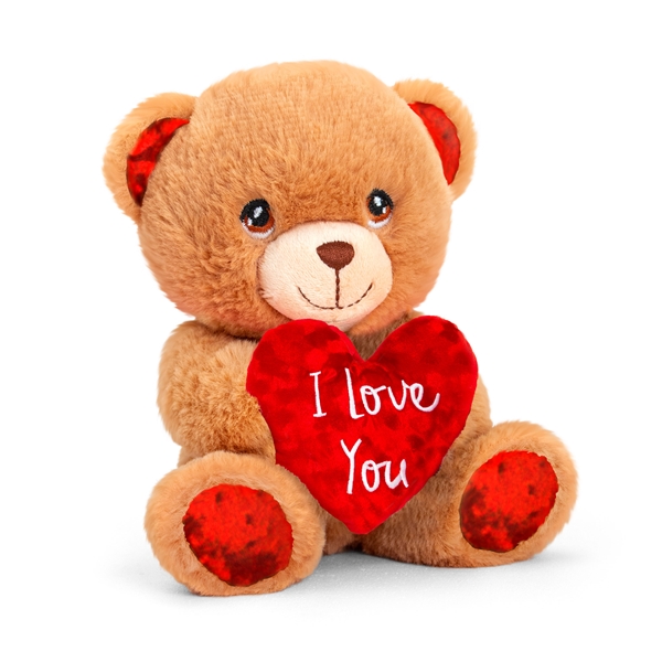 Keeleco Valentines Brown Bear with Heart 15cm