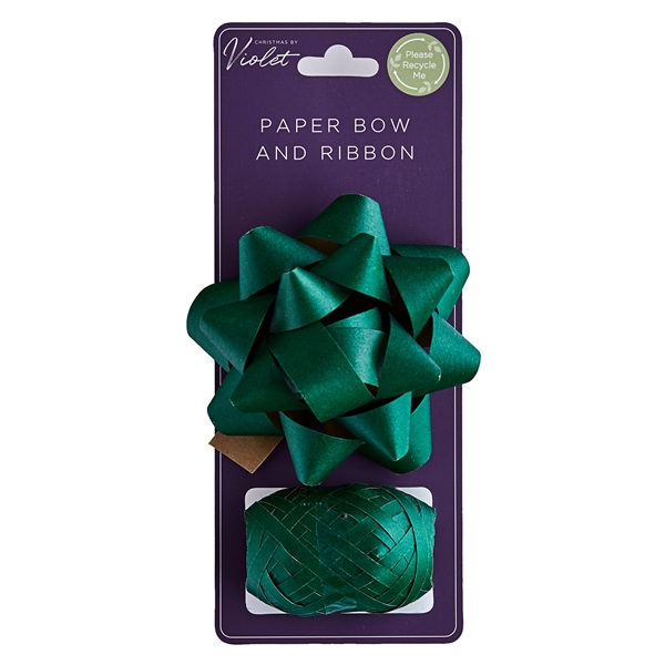Large Foil Paper Bow & Cop Green